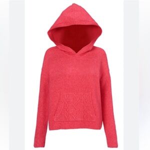 NWOT Cabi Fall 23 Sidekick Knit Hoodie Pink Frost XS